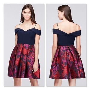 Morgan & Co. Cold Shoulder Jacquard Fit & Flare Dress size 1/2